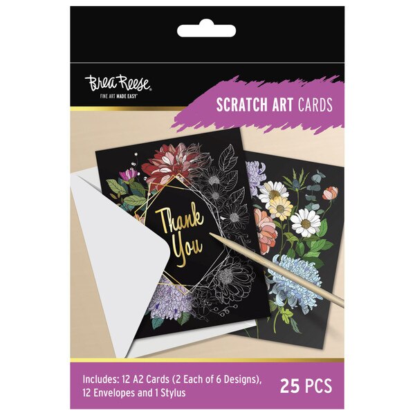 Brea Reese Floral Scratch Art Card